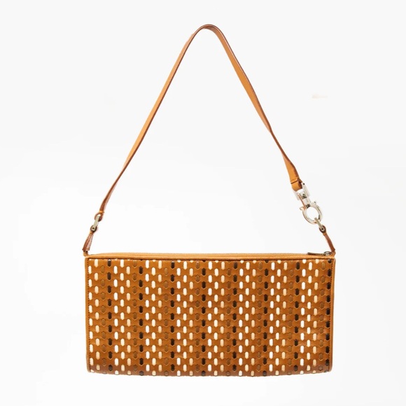 Salvatore Ferragamo Brown Woven Baguette Bag - Picture 3 of 13